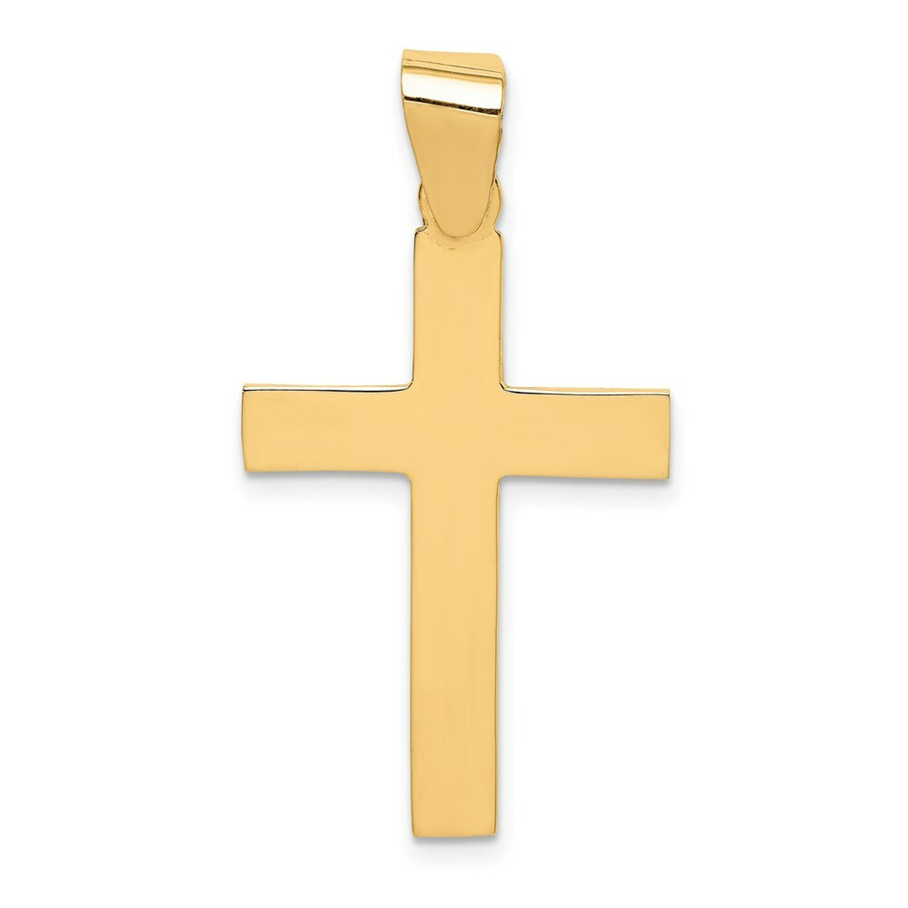 14K Yellow Gold Polished Cross Pendant 35mm length - (B11-371)