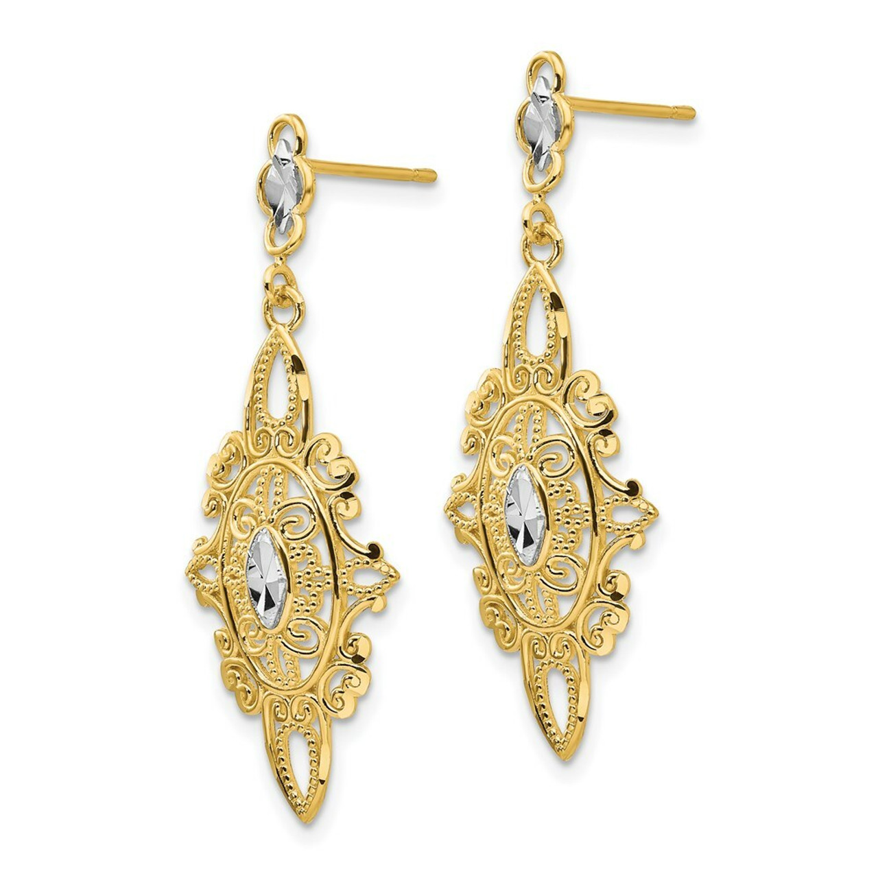 Filigree Teardrop Chandelier Earrings in Yellow Gold  Lebrusan Studio