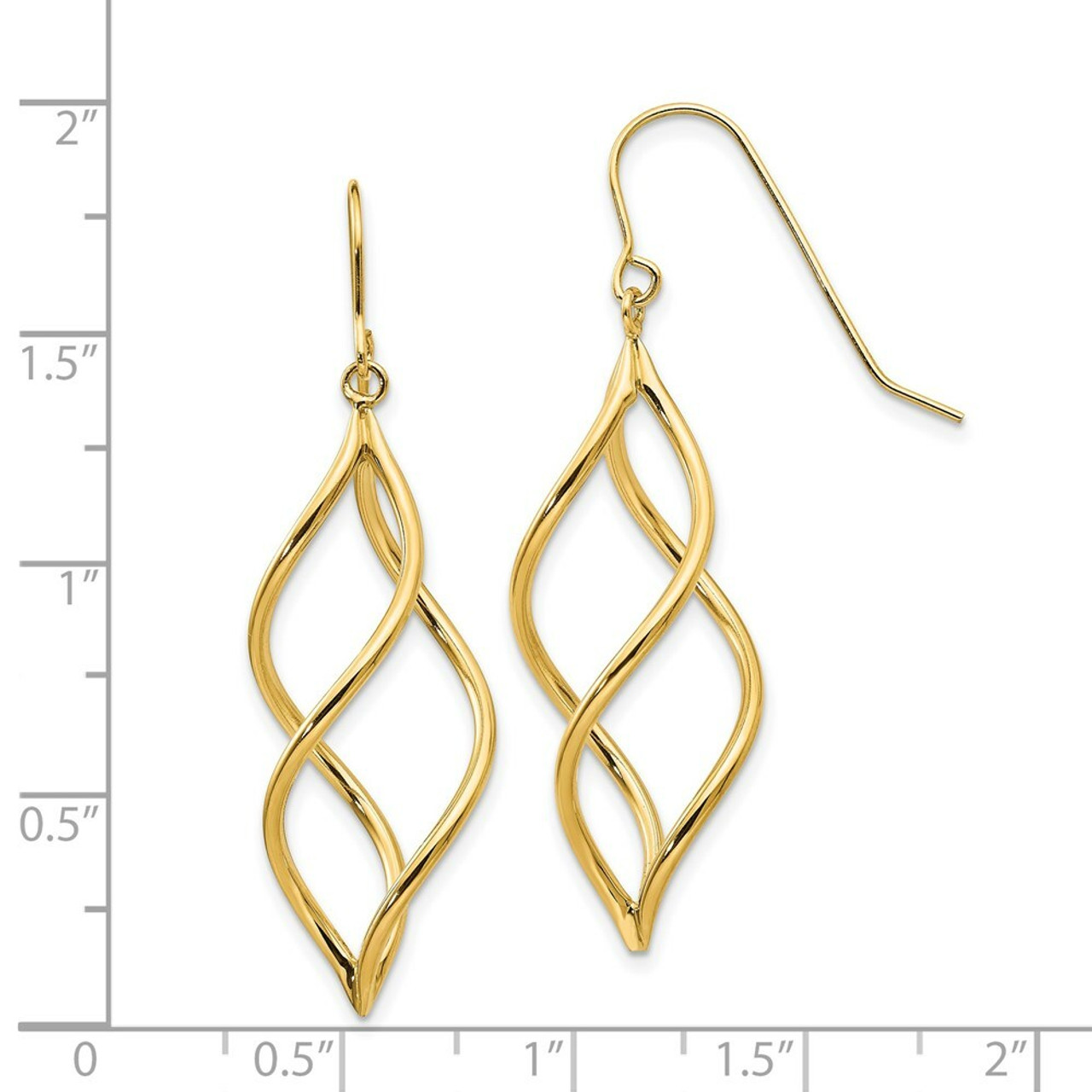 14K Yellow Gold Swirl Dangle Earrings - (B42-702)