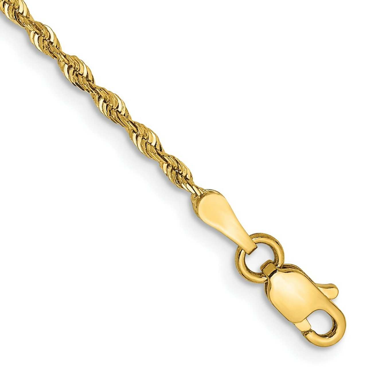 14K Yellow Gold 1.84mm Diamond-cut Quadruple Rope Chain Anklet Bracelet - Length 10'' inches - (C63-977)