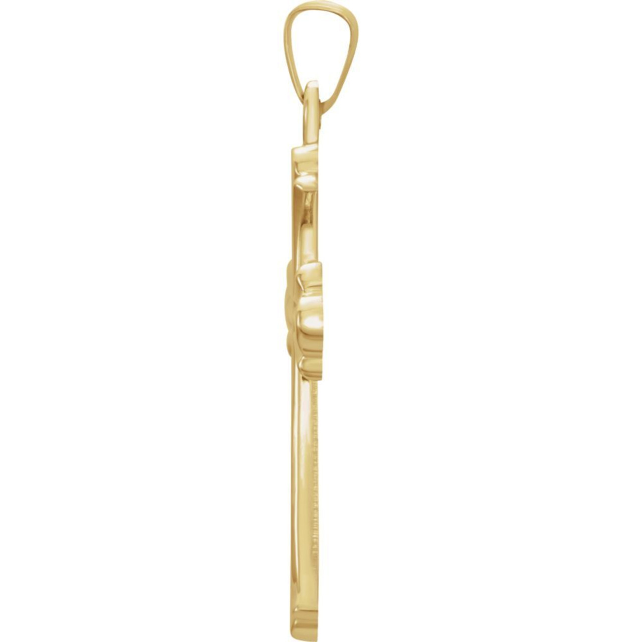 14K Yellow Gold 33.8x17.7mm Cross Pendant - (A94-575)