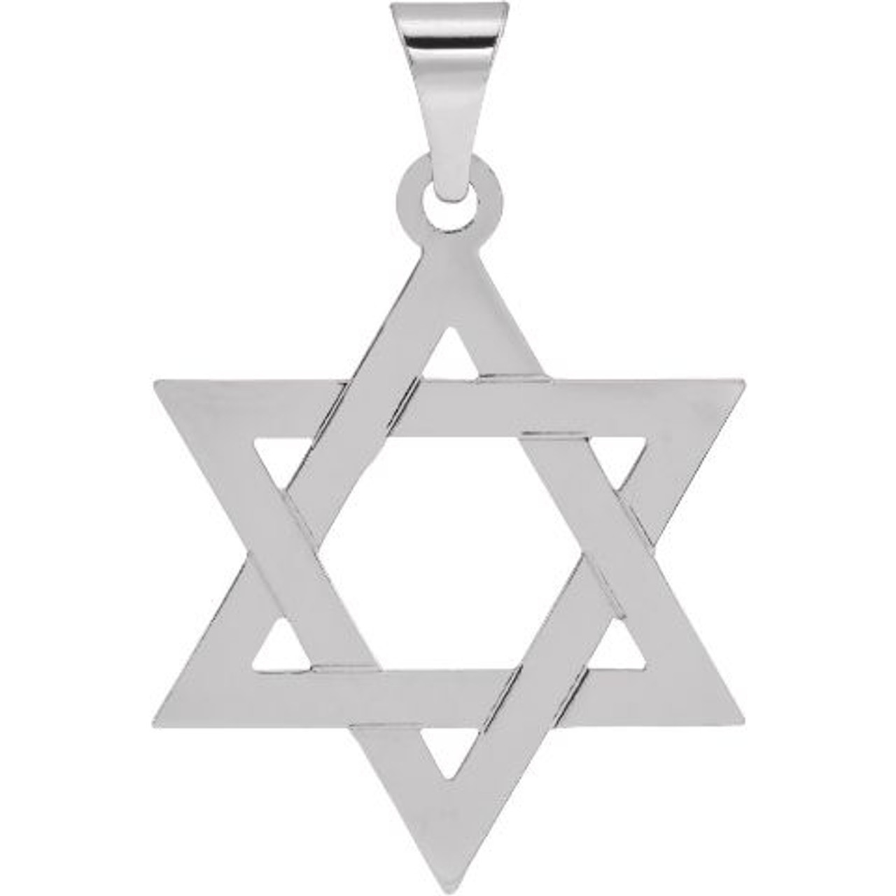 14K White Gold 25x19mm Star of David Pendant - (B14-976)