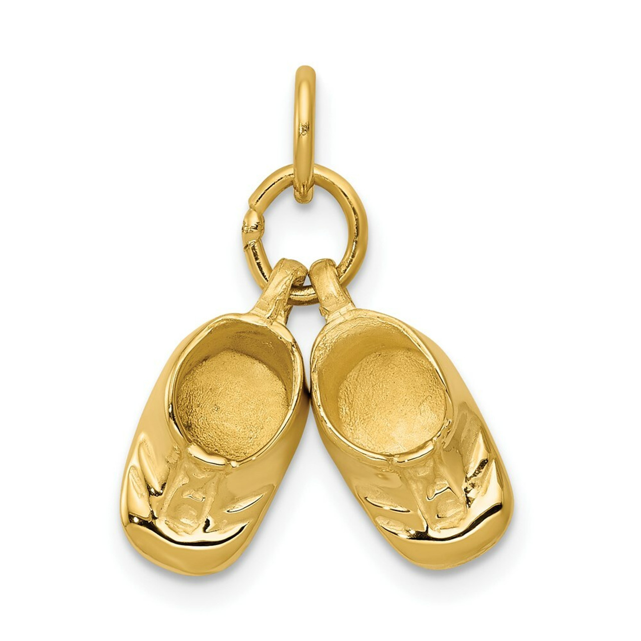 14K Yellow Gold Polished Baby Shoes Charm - (A82-613)