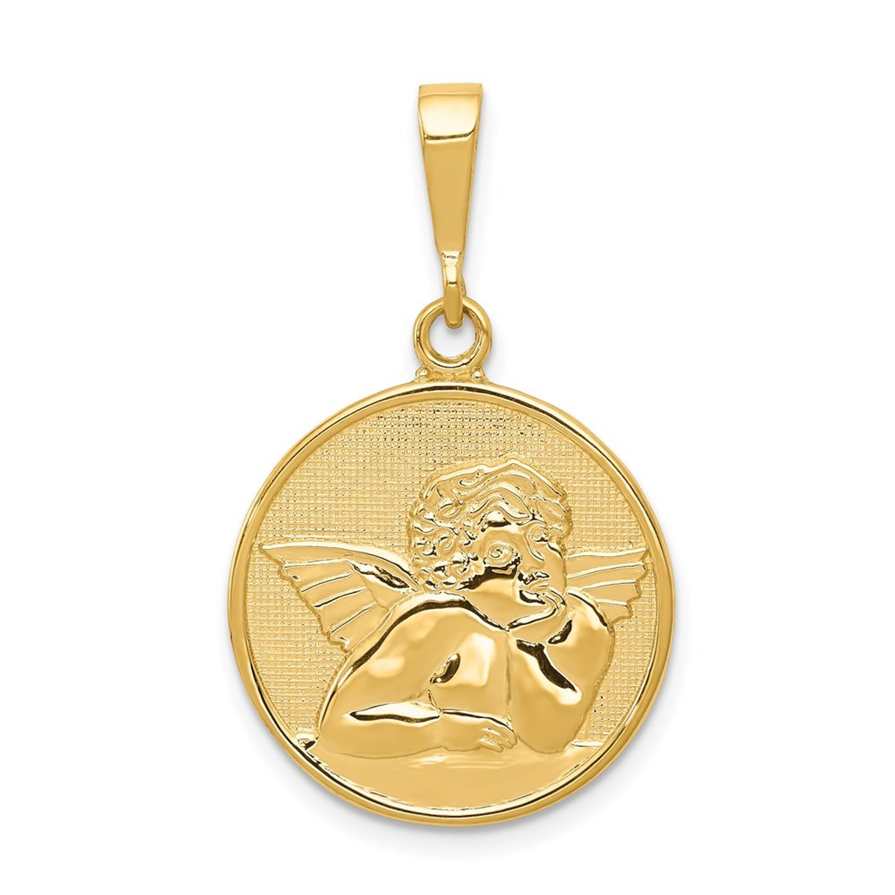 14K Yellow Gold Polished & Satin Angel Pendant - (A82-985)
