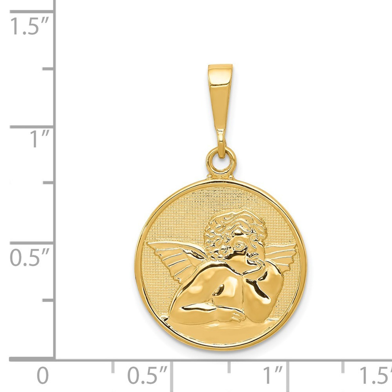 14K Yellow Gold Polished & Satin Angel Pendant - (A82-985)
