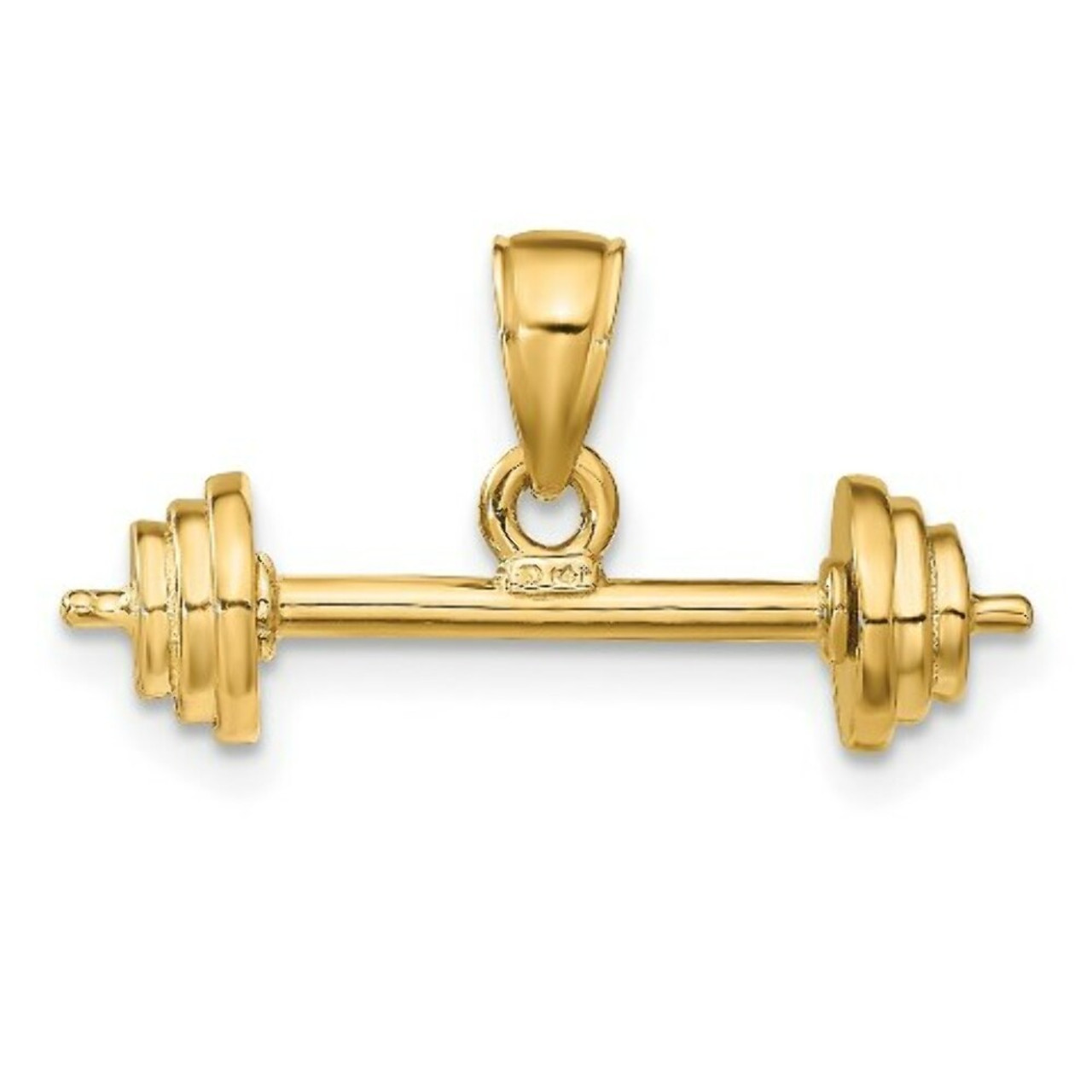 14K Yellow Gold 3-D Barbell Pendant - (A83-276)