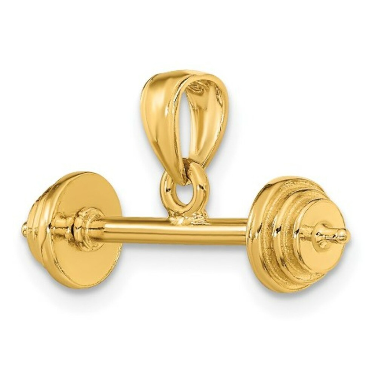 14K Yellow Gold 3-D Barbell Pendant - (A83-276)