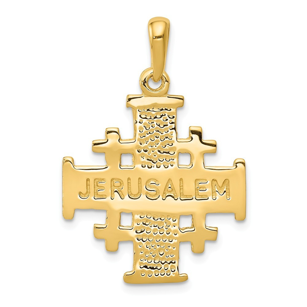 14 K 2つトーンゴールドJesusクロス宗教チャームペンダントwith 1.2 MM