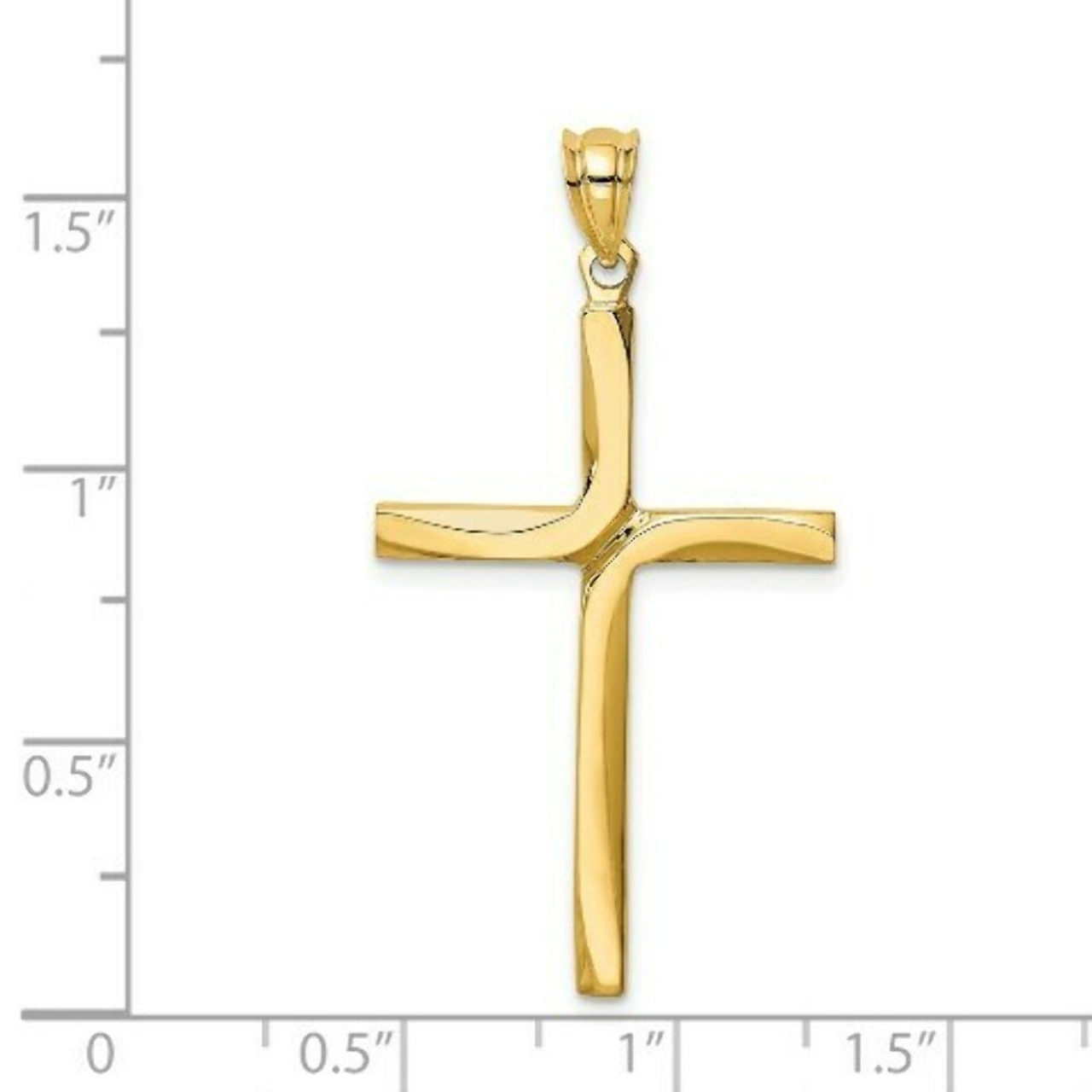 14K Yellow Gold Polished Cross Pendant 41mm length - (A85-483)