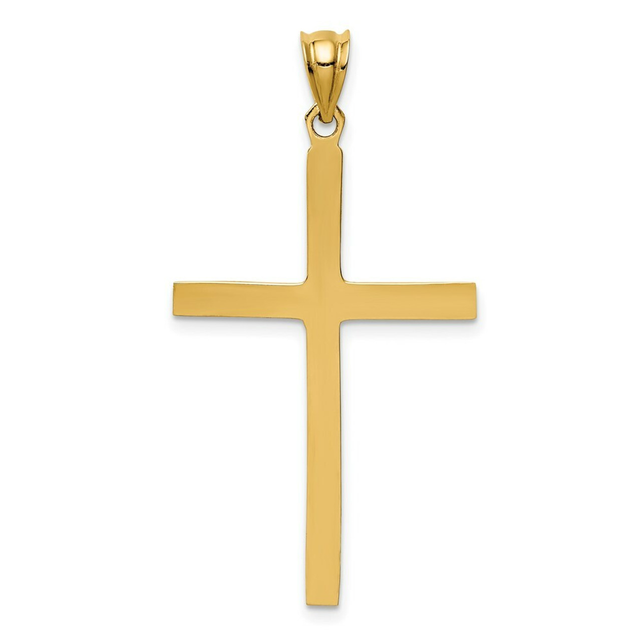 14K Yellow Gold Polished Cross Pendant 41mm length - (A85-483)