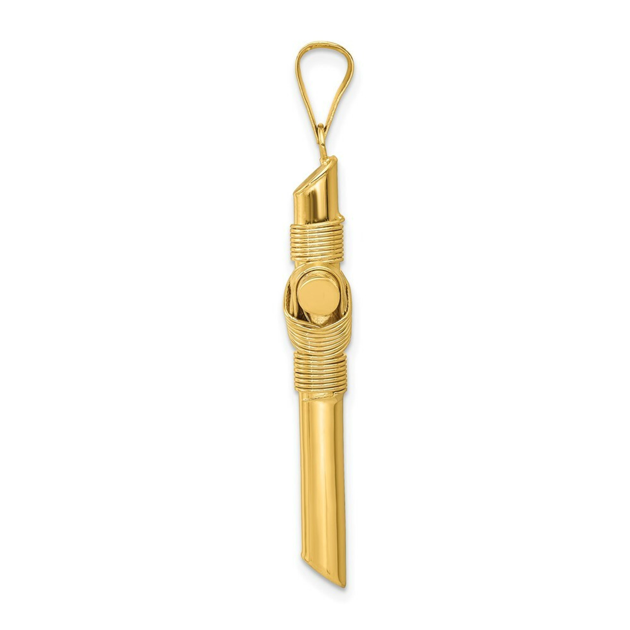 14k Yellow Gold Polished Tube Cross Pendant - (A87-264)