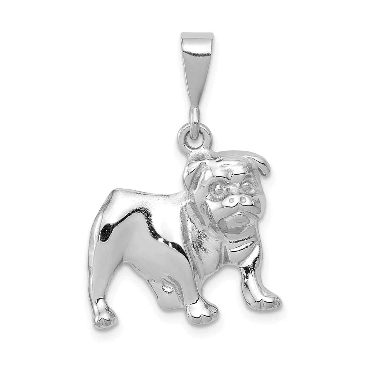 14K White Gold Bulldog Pendant - (A97-351)