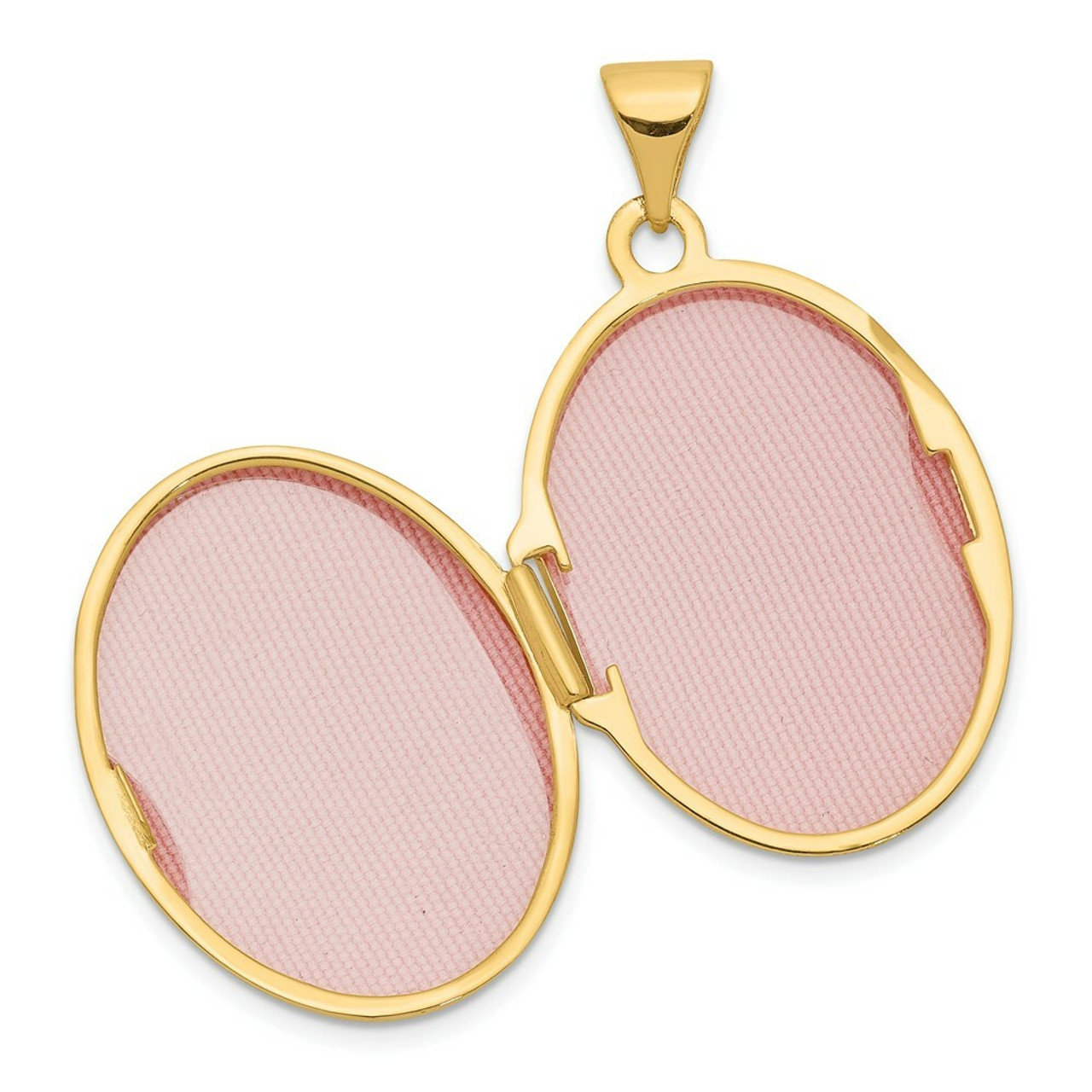 14K Yellow Gold with White Rhodium 21mm Oval Guardian Angel Locket 21x18mm - (A99-423)