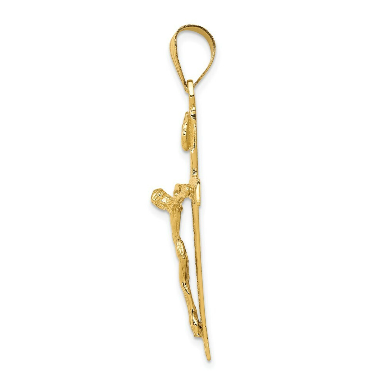 14K Yellow Gold INRI Crucifix Pendant - (A82-897)