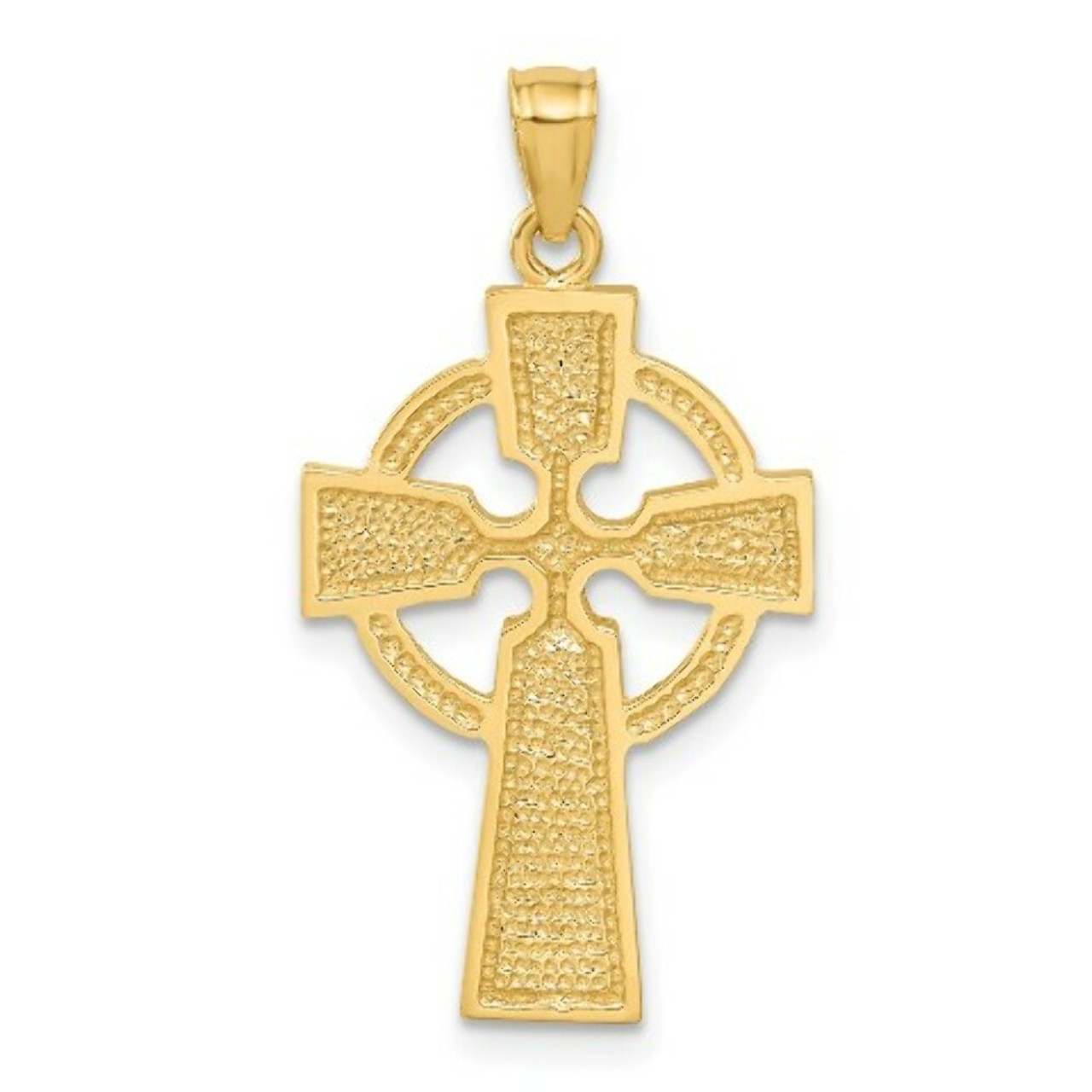 14K Yellow Gold Diamond-cut Celtic Cross Pendant - (A83-296)
