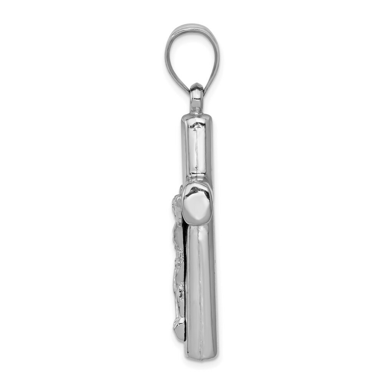 14K White Gold Reversible Crucifix /Cross Pendant 48mm length - (A84-184)