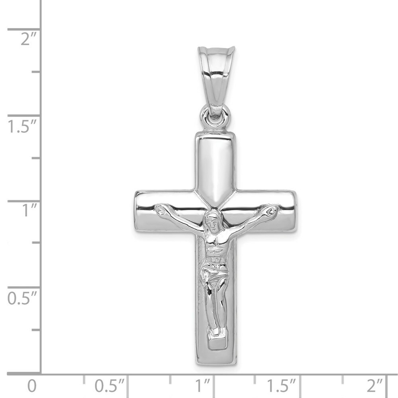 14K White Gold Reversible Crucifix /Cross Pendant 48mm length - (A84-184)