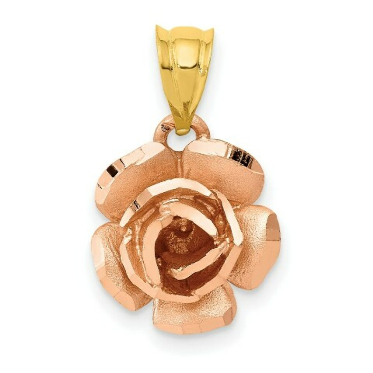 14K Two-tone Gold Rose Charm - (A84-243)