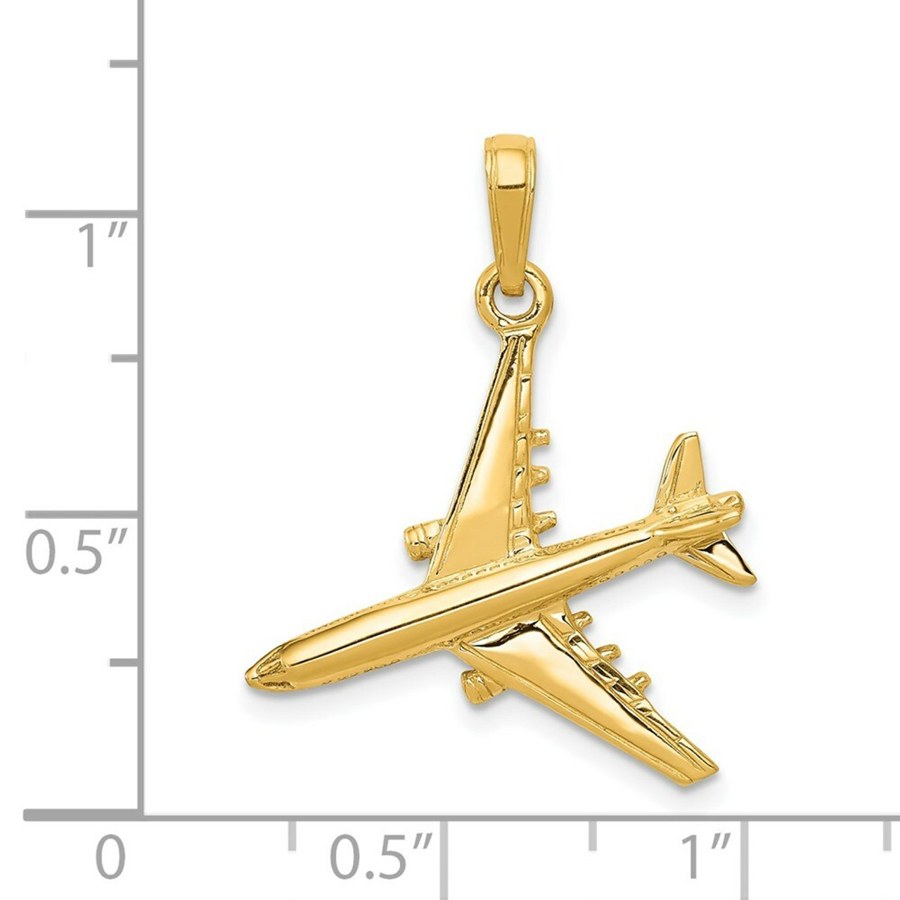 14K Yellow Gold 3-D Jet Pendant - (A84-489)