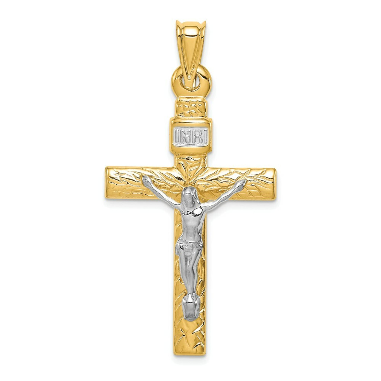 14k Two Tone Gold Crucifix Pendant - (A85-899)