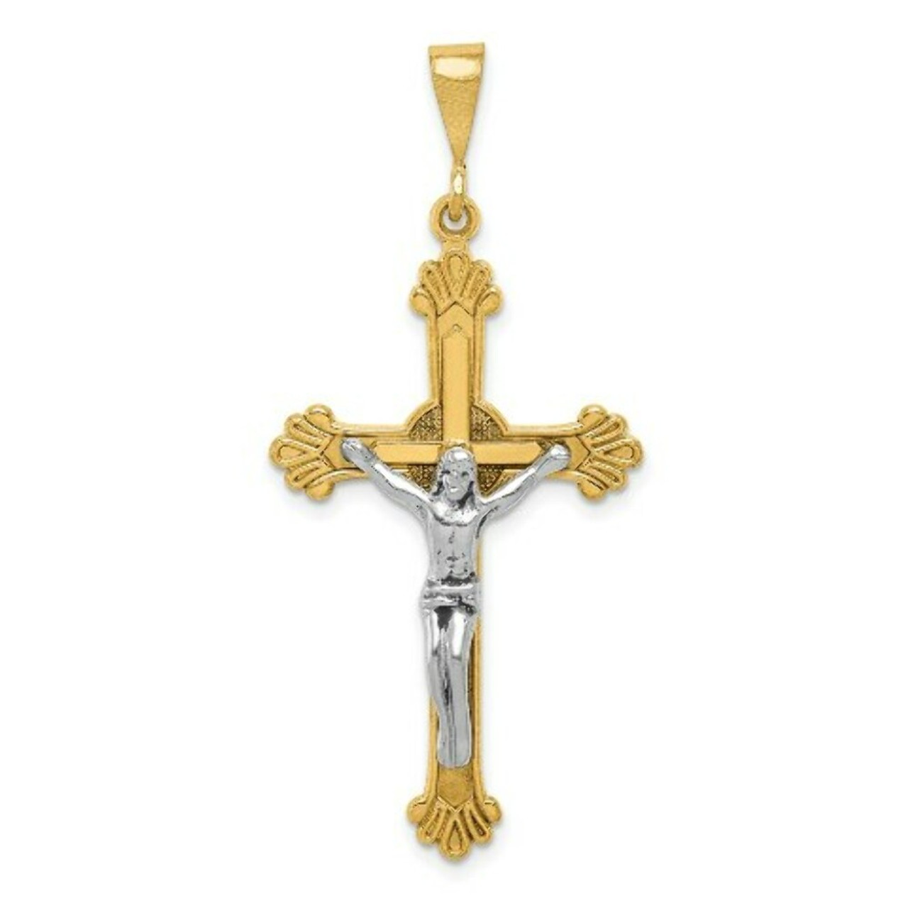 14K Two-tone Gold Crucifix Pendant 48mm length - (A86-990)