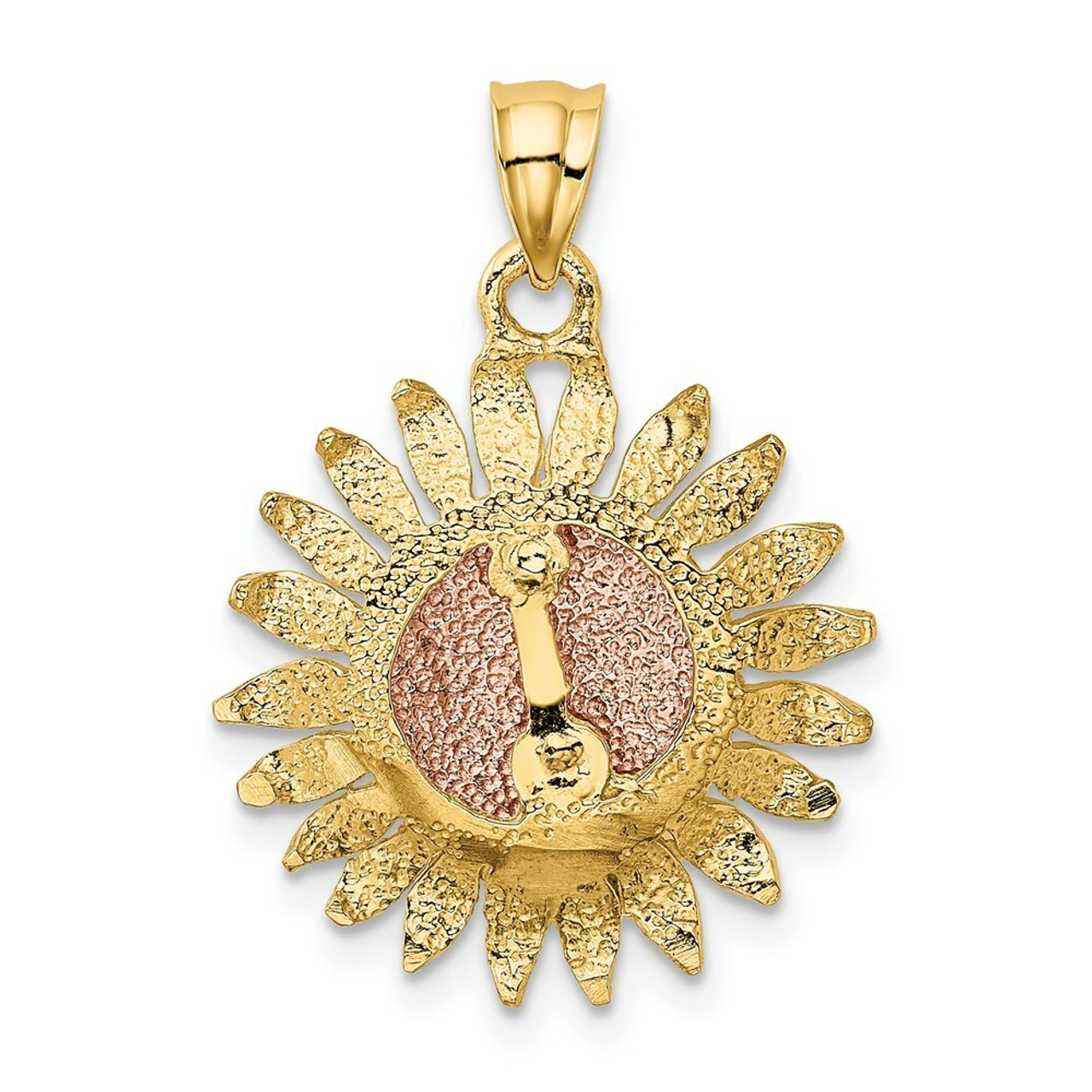 14k Two-tone Yellow and Rose Gold Polished Sunflower 20mm Pendant - (A87-161)