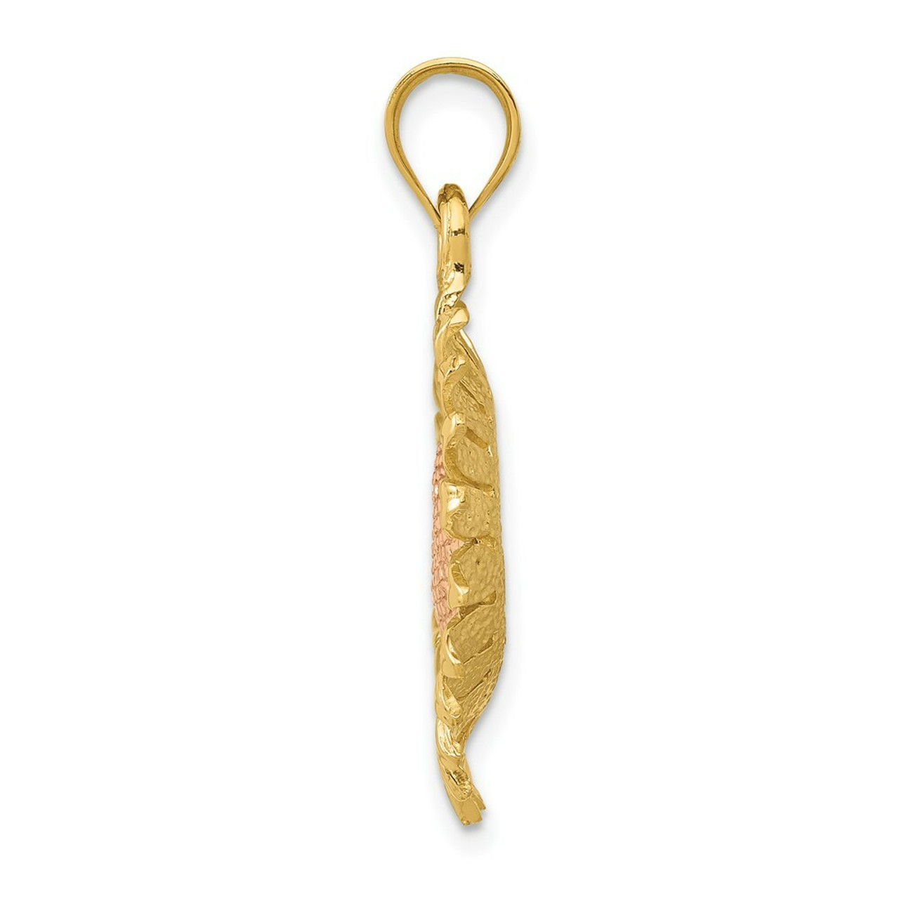 14k Two-tone Yellow and Rose Gold Polished Sunflower 20mm Pendant - (A87-161)