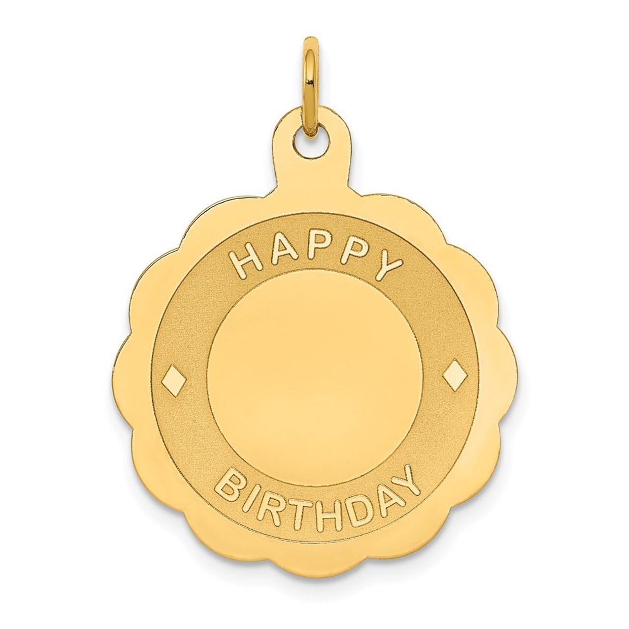 14K Yellow Gold Happy Birthday Disc Pendant - (A98-784)