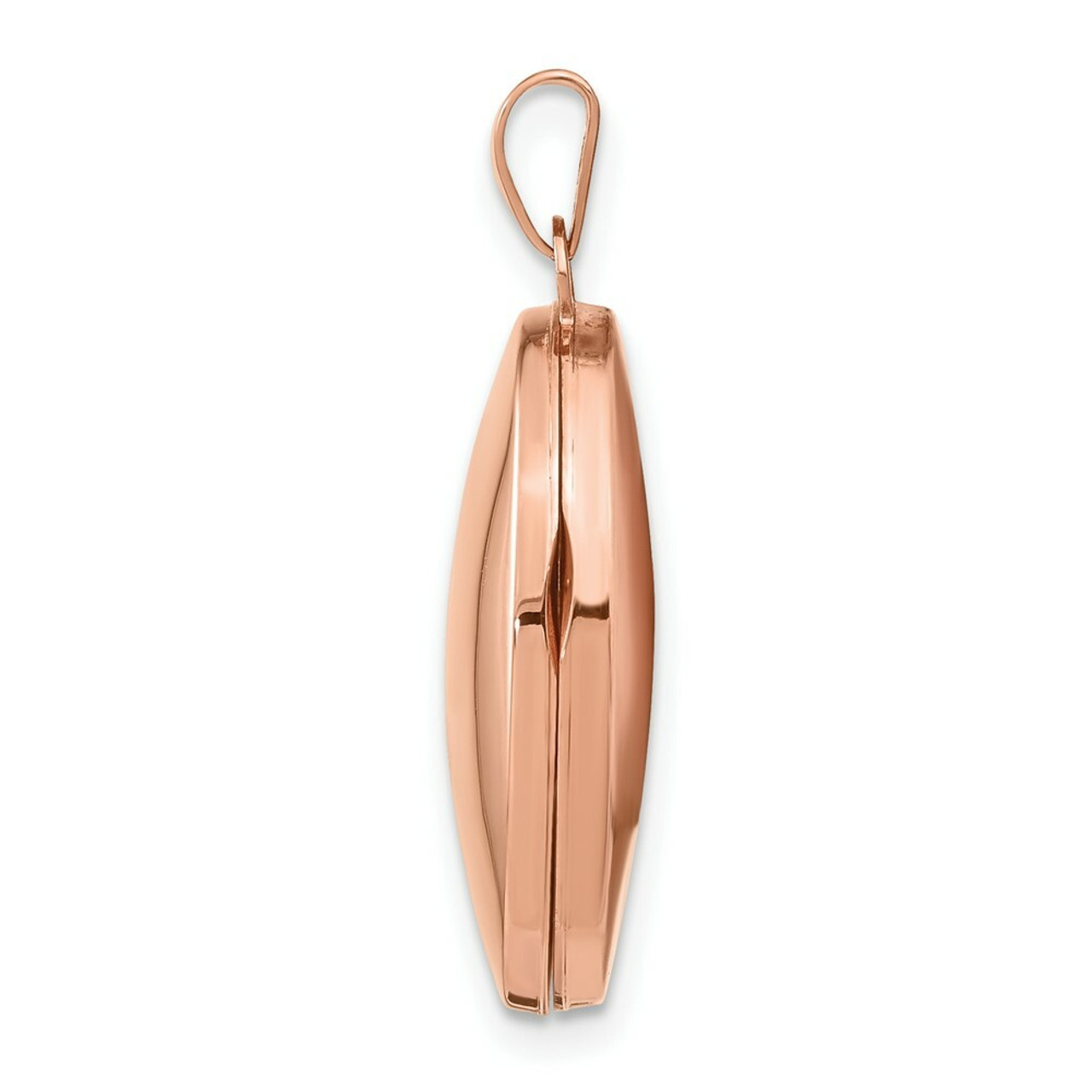 14K Rose Gold Polished 21mm Oval Locket - (A99-249)