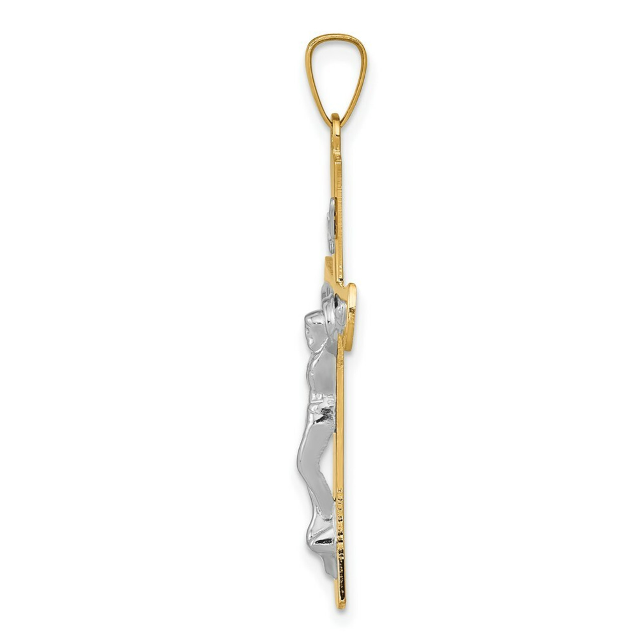 14K Two-tone Gold INRI Crucifix Pendant 36mm length - (B11-390)