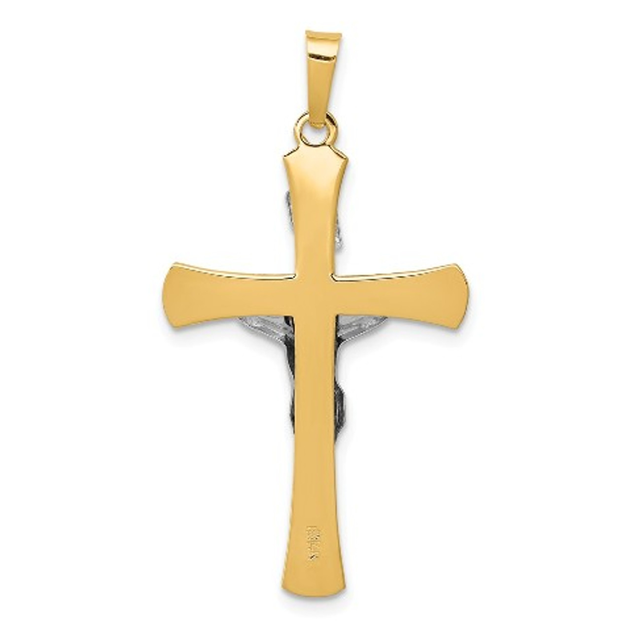 14K Two-tone Gold INRI Crucifix Pendant 36mm length - (B11-390