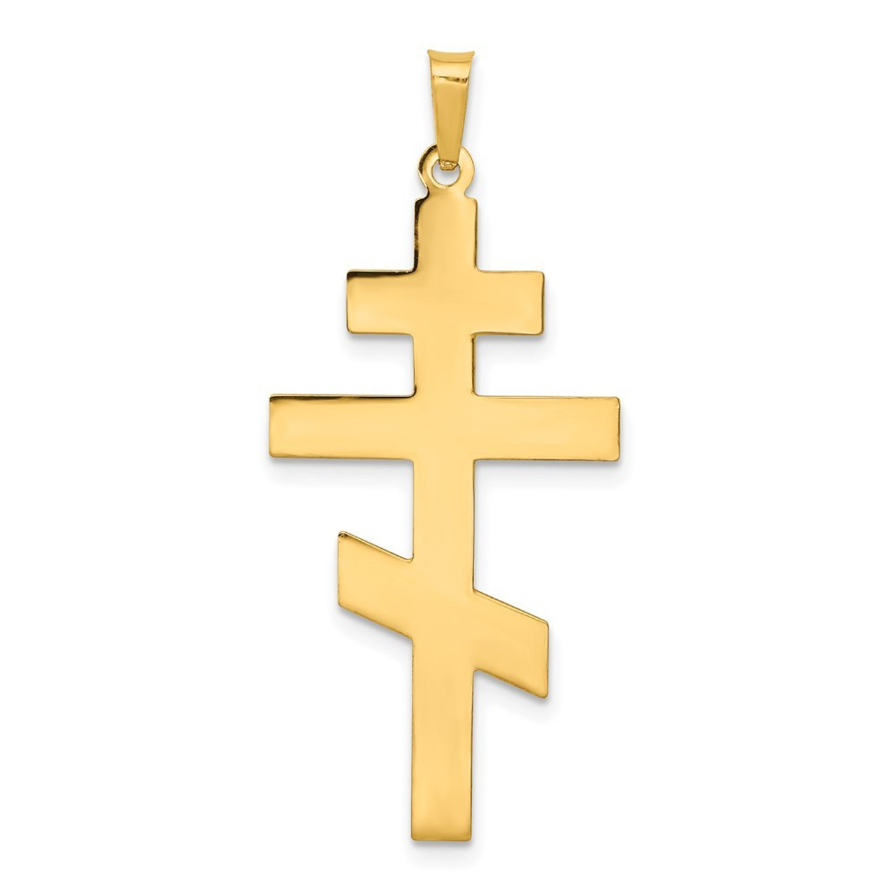 14K Yellow Gold Eastern Orthodox Cross Pendant 40mm length - (B11-648)