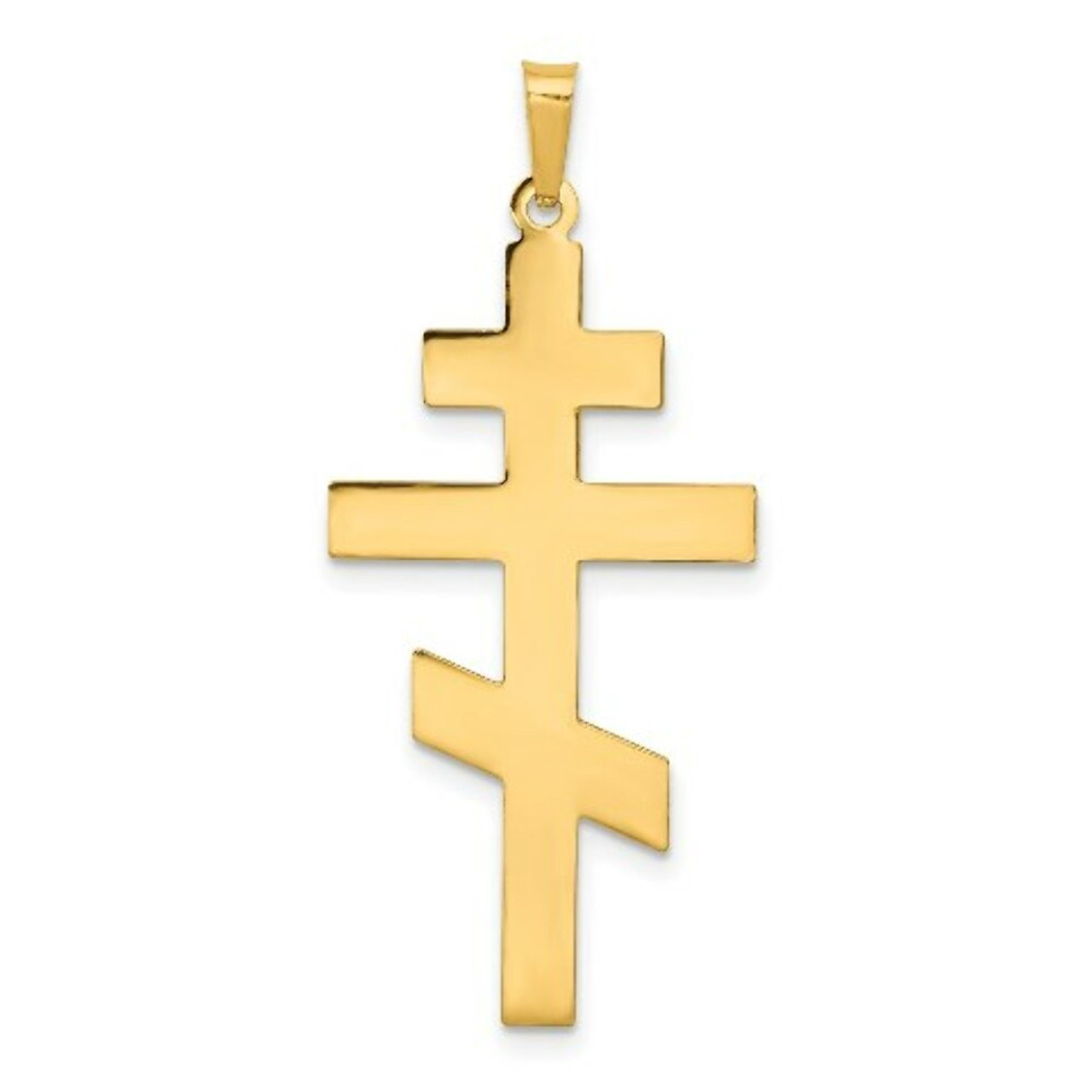 14K Yellow Gold Eastern Orthodox Cross Pendant 40mm length - (B11-648)