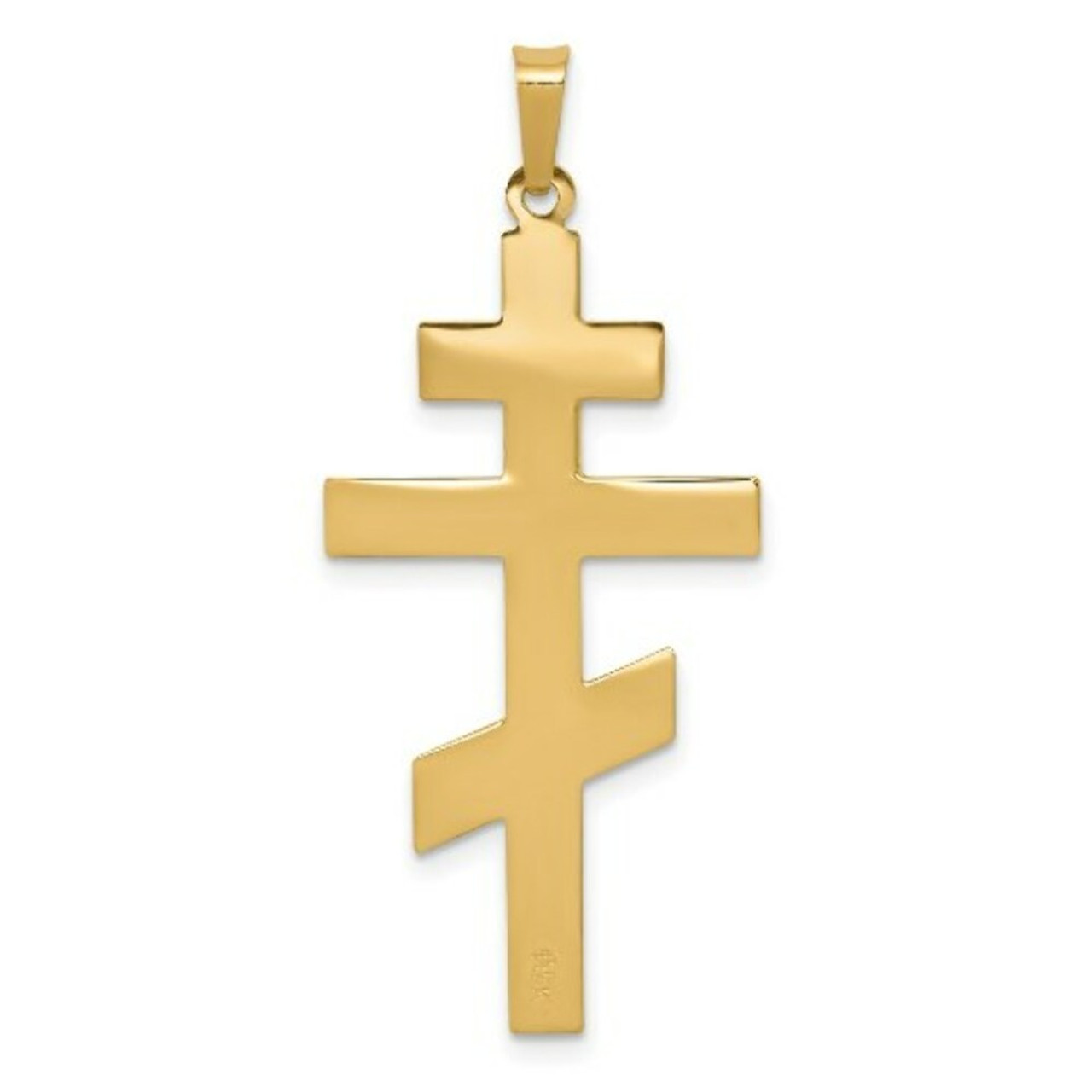 14K Yellow Gold Eastern Orthodox Cross Pendant 40mm length - (B11-648)