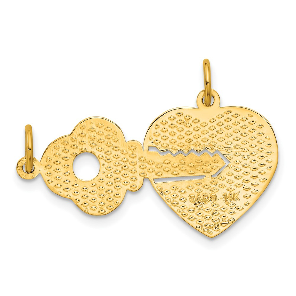 14K Yellow Gold Heart with A Key Charm - (A82-806) - Roy Rose Jewelry