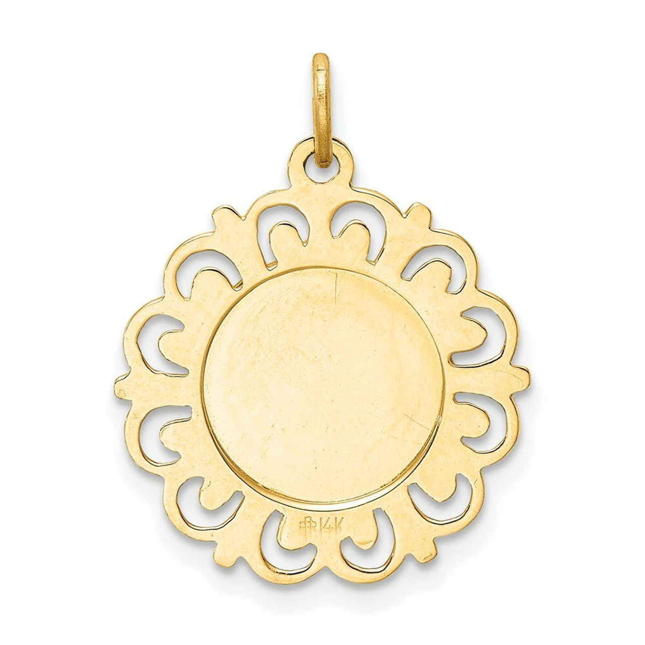 14K Yellow Gold Our Lady of Sorrows Medal Pendant 19mm width - (A84-549)