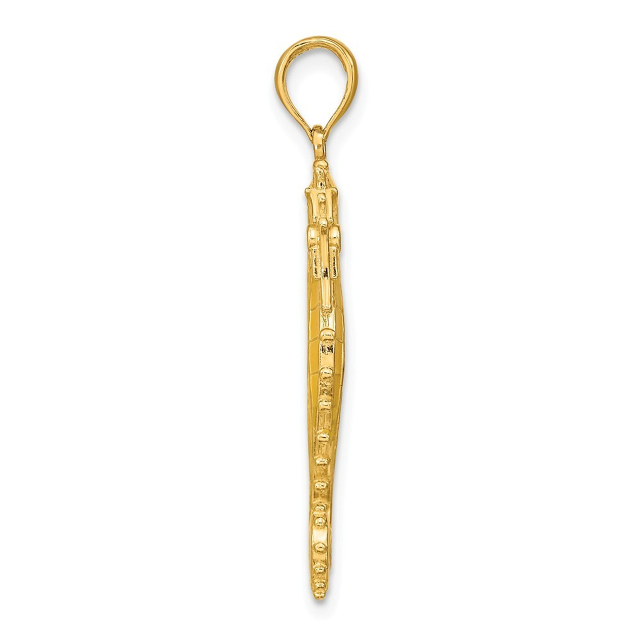 14K Yellow Gold 3-D With Yellow Enamel Seahorse Charm Pendant - (A91-409)