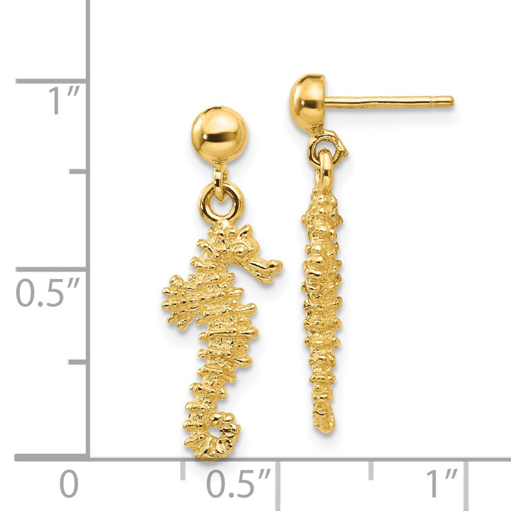 14K Yellow Gold Sea Horse Dangle Earrings - (B41-693) - Roy Rose