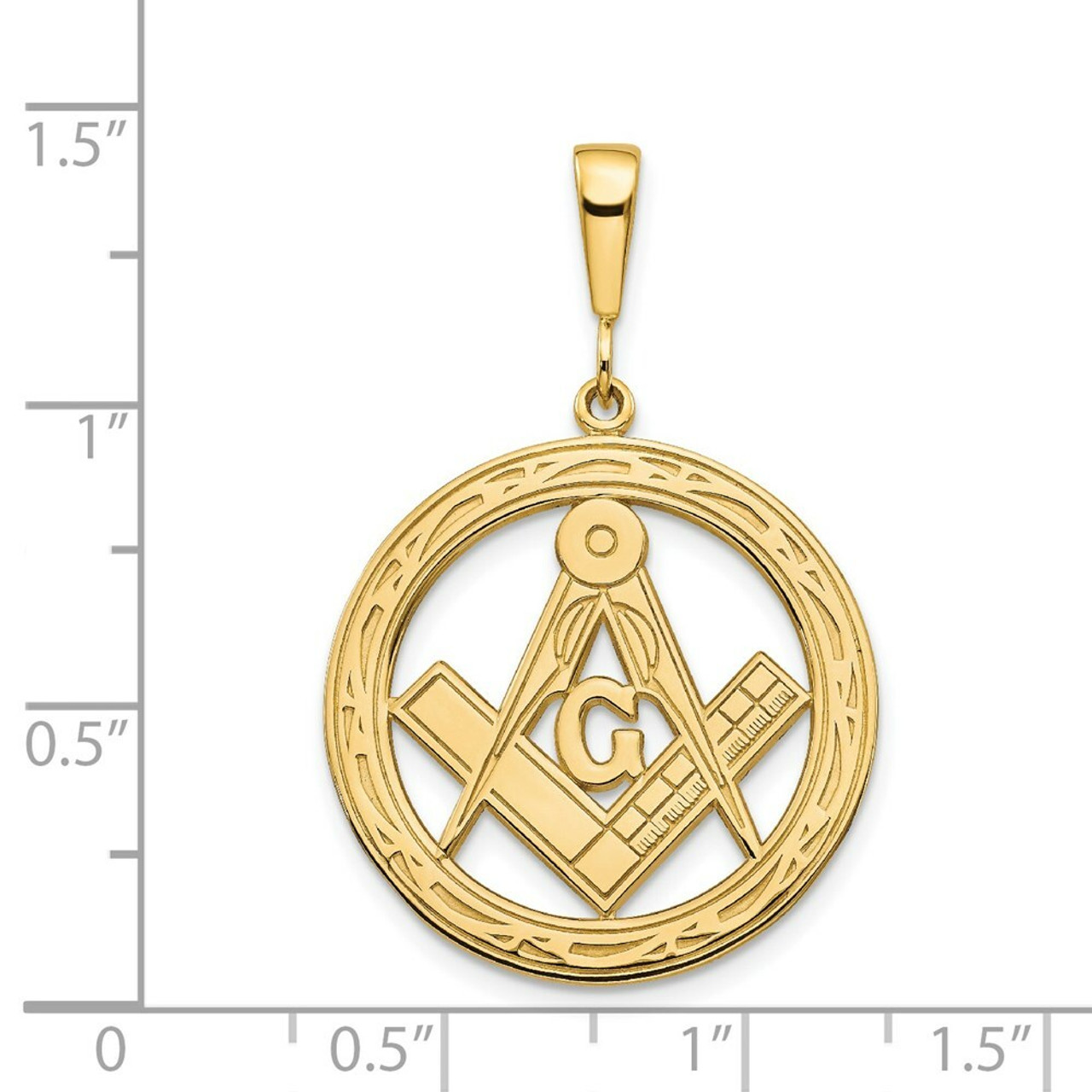 14K Yellow Gold Large Masonic Pendant - (A82-857)