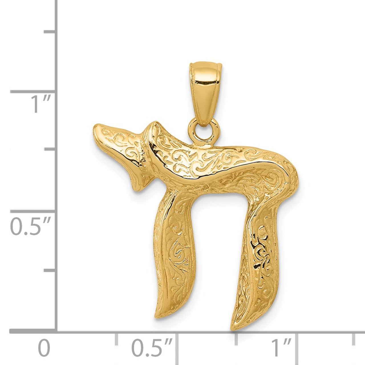 14K Yellow Gold Jewish Chi (Long Life) Pendant - (A83-624)