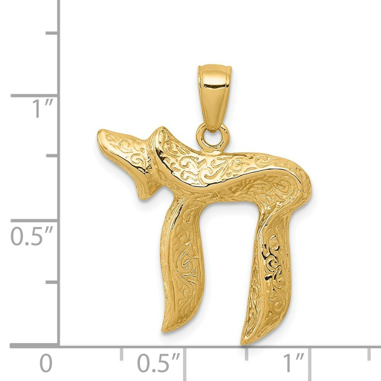 14K Yellow Gold Jewish Chi (Long Life) Pendant - (A83-624)