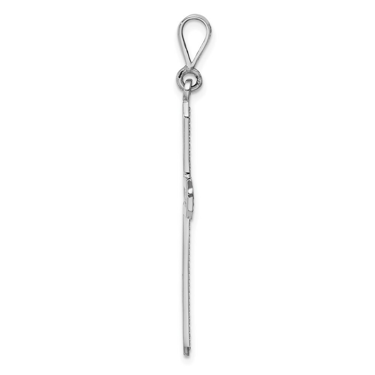 14K White Gold Cross Pendant 48mm length - (A83-958)