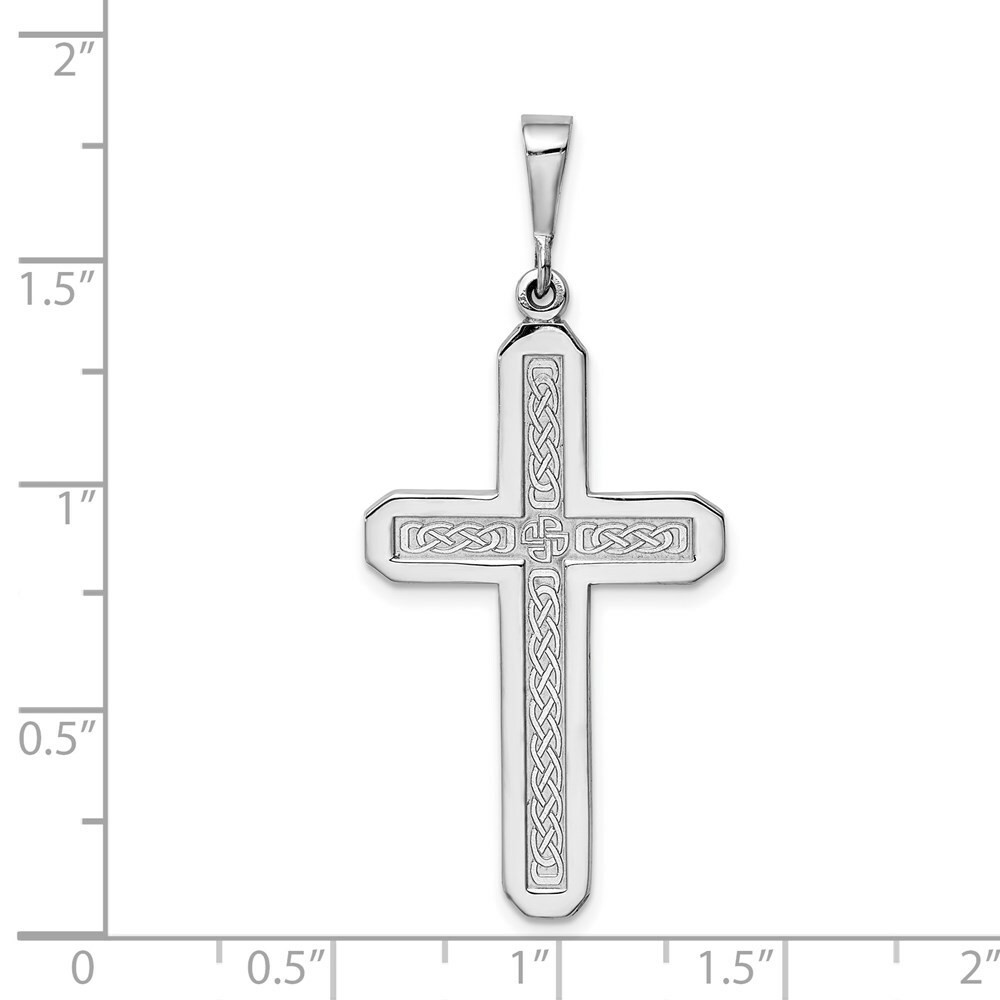 14K White Gold Cross Pendant 48mm length - (A83-958) - Roy Rose