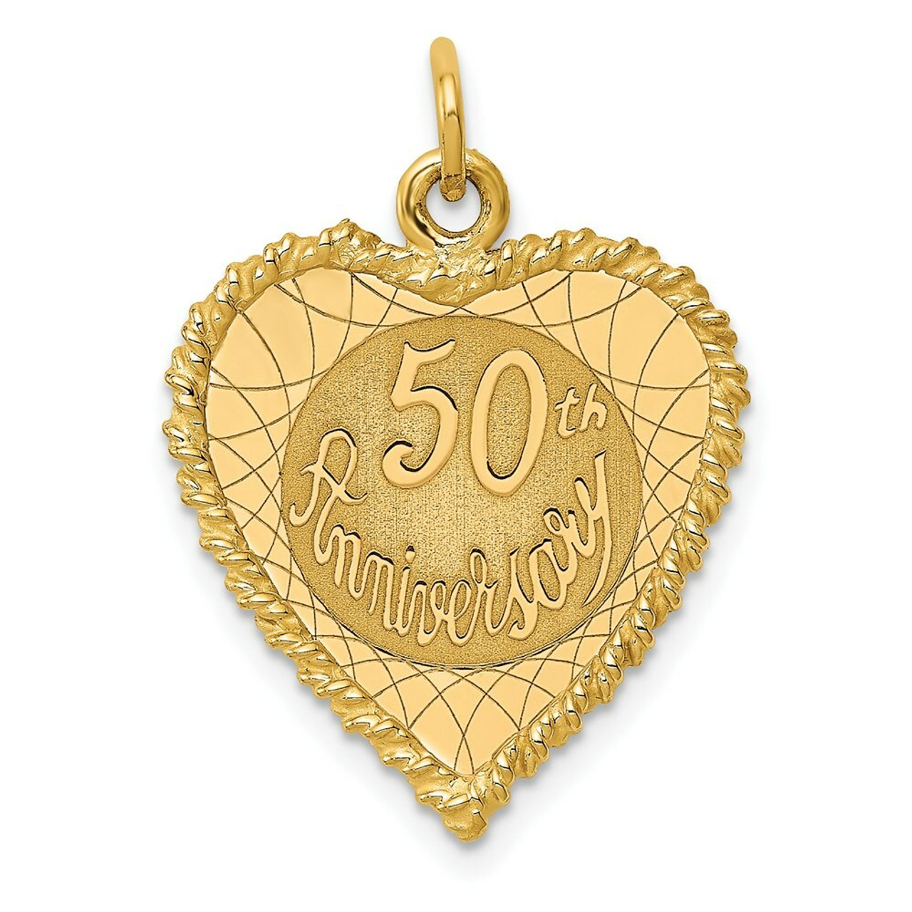 14K Yellow Gold Happy 50th Anniversary Charm Pendant - (A98-567)