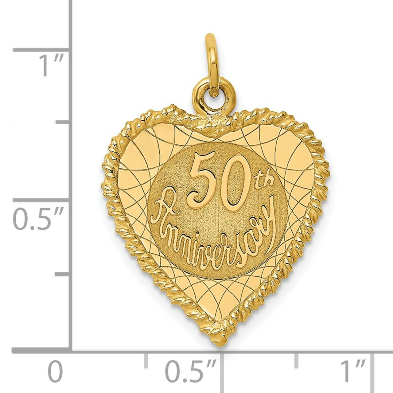 14K Yellow Gold Happy 50th Anniversary Charm Pendant - (A98-567)