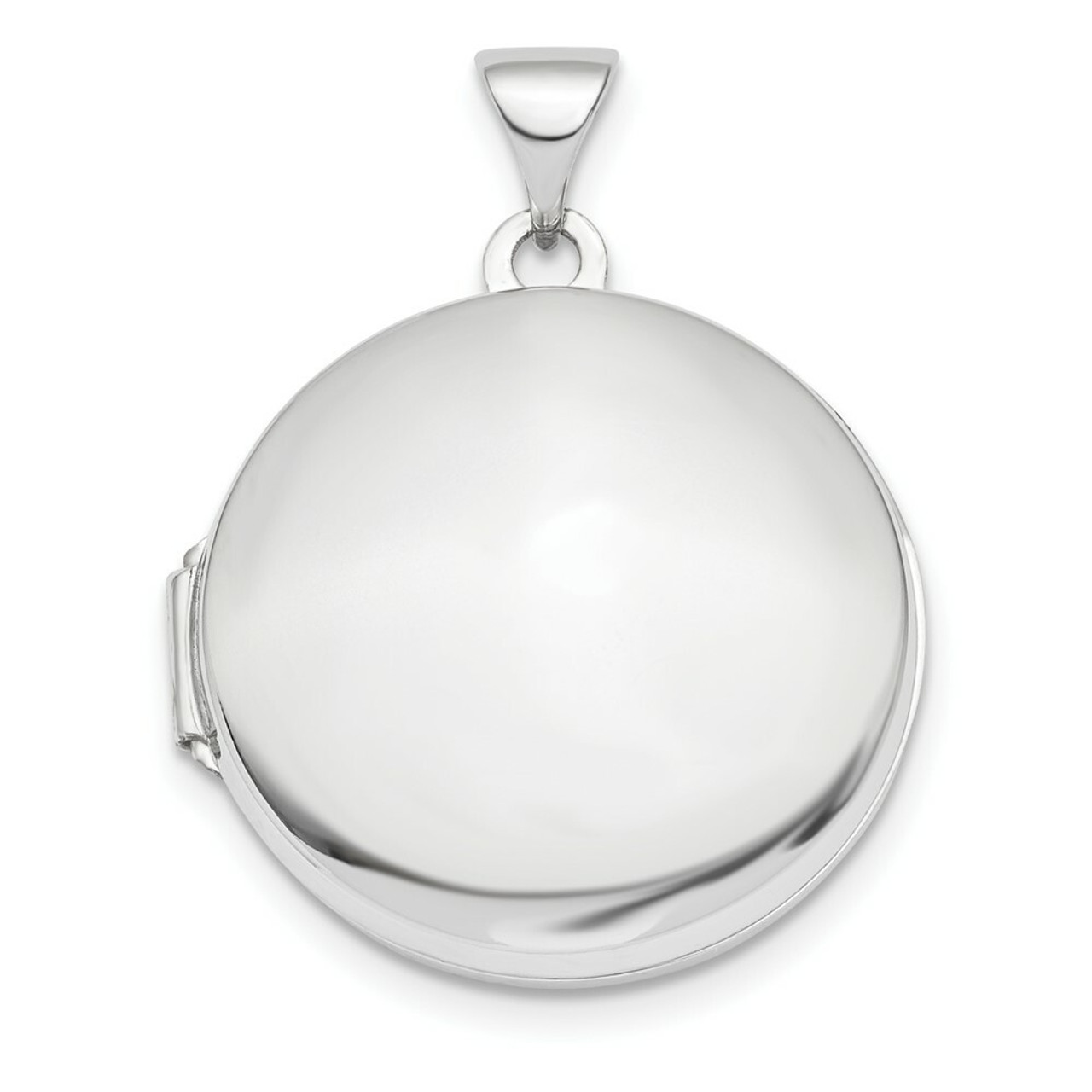 14k White Gold Polished Domed 20mm Round Locket - (A99-489)