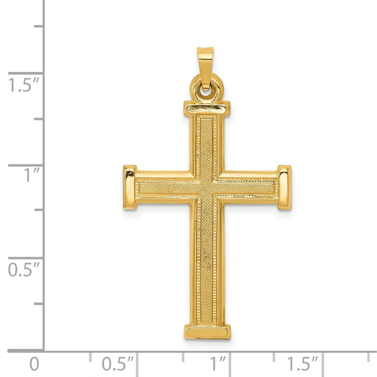 14K Yellow Gold Hollow Latin Cross Pendant - (B11-520)