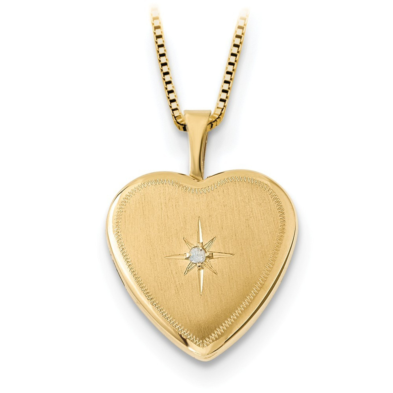 14K Yellow Gold-Filled Diamond Heart Locket Pendant Necklace