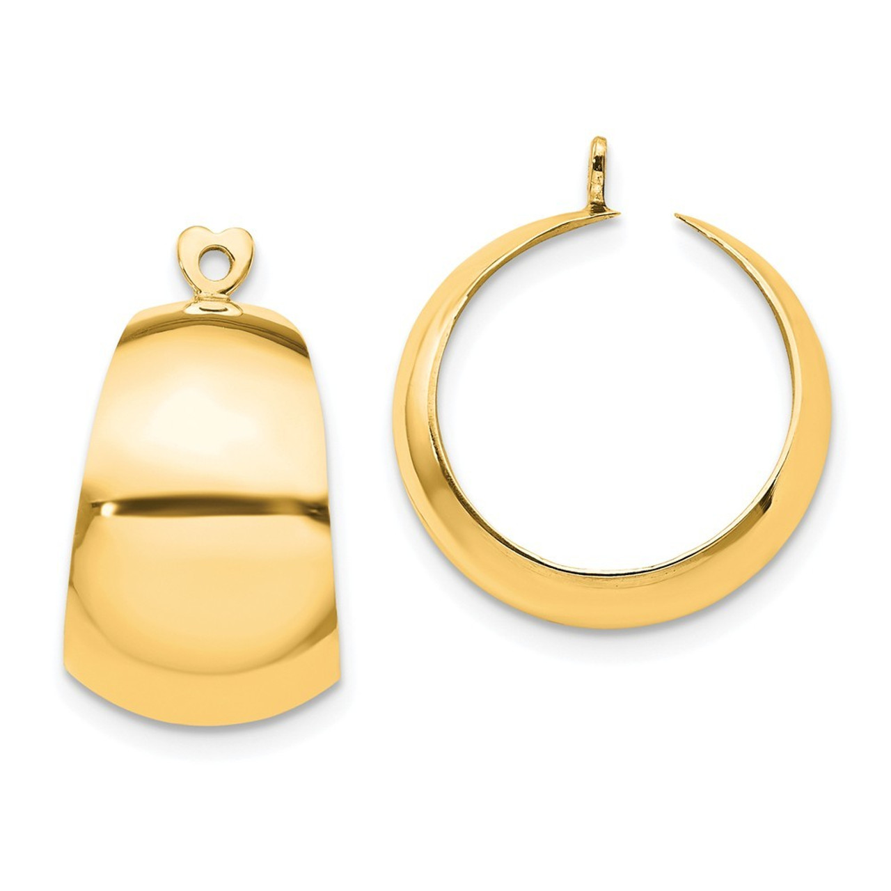 14K Yellow Gold Polished Hoop Earrings Jackets 20mm length - (B36