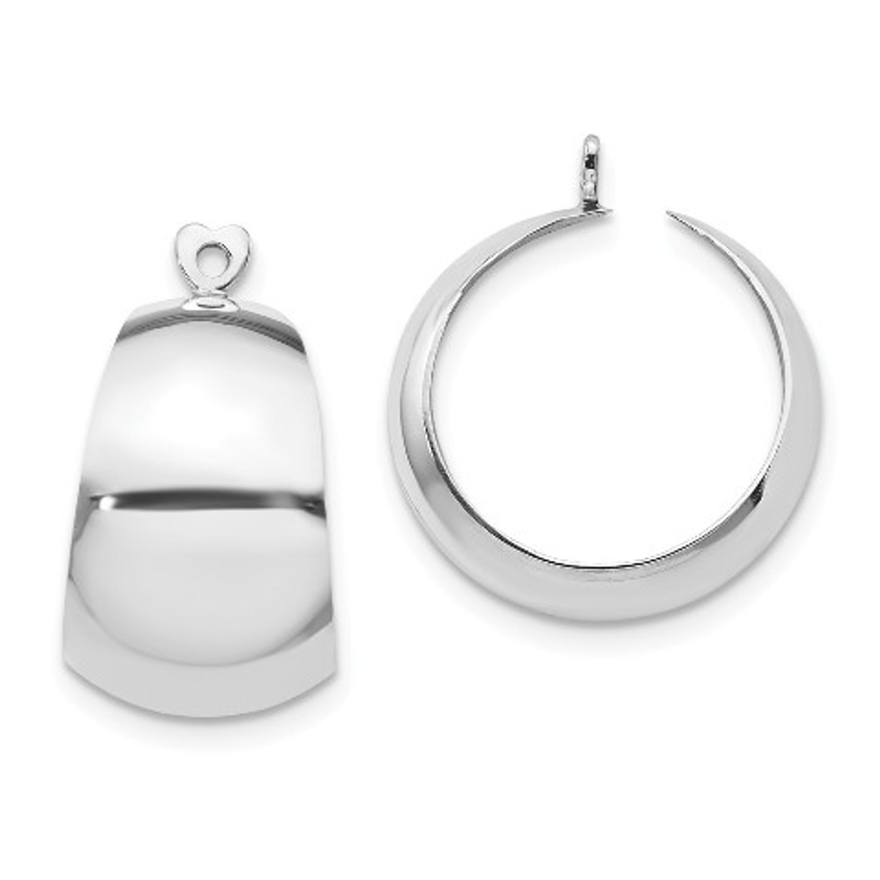 14K White Gold Polished Hoop Earrings Jackets 20mm length - (B36-825)
